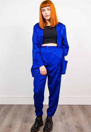 VINTAGE 90'S BLUE JACKET & TROUSER CO-ORDINATE SET