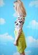 VINTAGE 90'S LIME GREEN DENIM PENCIL SKIRT