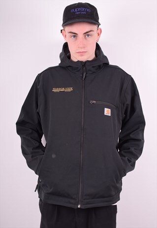 CARHARTT MENS VINTAGE HOODIE JACKET LARGE BLACK 90'S