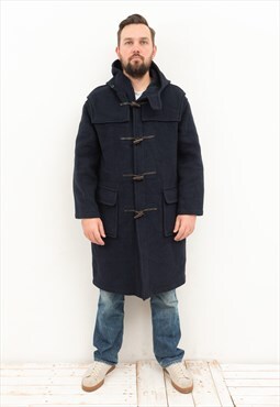 Wool Duffle Coat Hooded Jacket Made in England Winter Warm