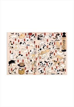 Japanese Ukiyo-e Art Print Poster Woodblock Wall Art Cats