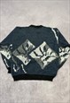 VINTAGE KNITTED JUMPER ABSTRACT PATTERNED GRANDAD SWEATER