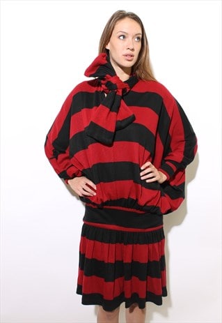 VINTAGE 1980'S 80'S RARE NORMA KAMALI STRIPED BATWING M-L