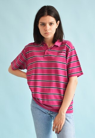 90'S RETRO STRIPED ATHLEISURE SPORTS POLO T-SHIRT TEE