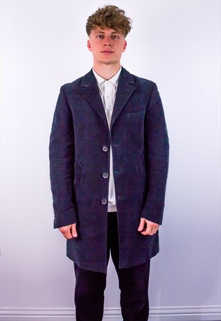 VINTAGE TOMMY HILFIGER OVERCOAT JACKET IN BLACK