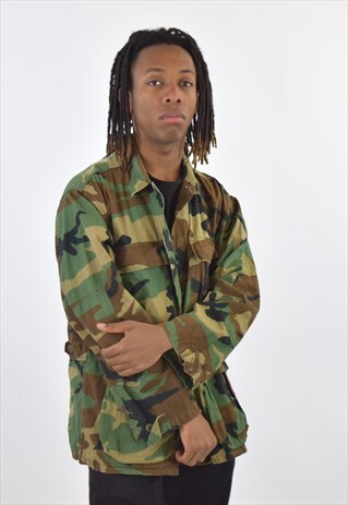 VINTAGE GREEN CAMO CAMOUFLAGE OVER SHIRT