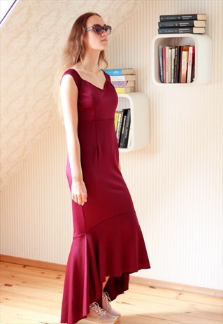 PURPLE CHERRY MAXI MERMAID DRESS