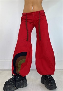 Vintage 90s Trousers Parachute Pants Hippy Boho Low Rise Y2k