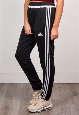 ADIDAS 90'S BLACK HIGH WAIST TRACKSUIT BOTTOMS TROUSERS