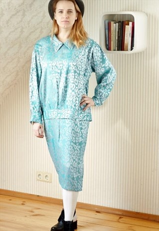 BLUE AND SILVER VINTAGE DRESS