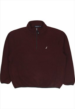 Vintage 90's Nautica Sweatshirt Quarter Zip Fleece Burgundy