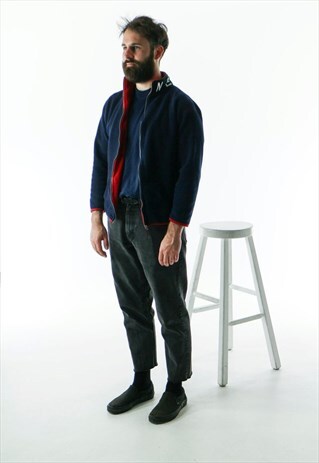 NAVY POLAR JUMPER / WINTER ZIP-UP SWEATER