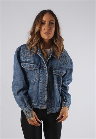 VINTAGE DENIM JACKET OVERSIZED FITTED UK 12 MEDIUM (CR3E)