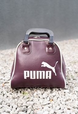 Vintage y2k Puma Purple Leather Sports Handbag Grab Bag