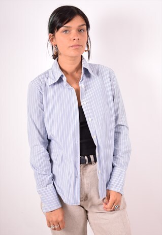 TOMMY HILFIGER WOMENS VINTAGE SHIRT SMALL WHITE STRIPES 90S