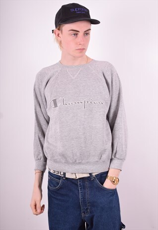 CHAMPION MENS VINTAGE SWEATSHIRT JUMPER SMALL GREY 90'S