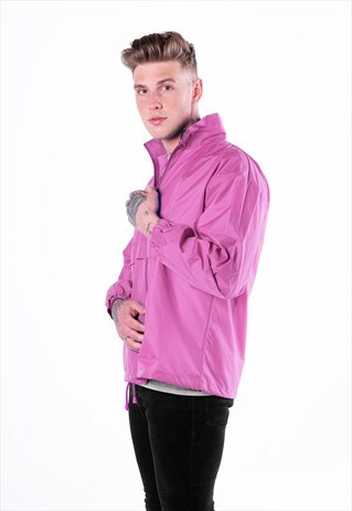 LIGHTWEIGHT ZIP UP WINDRUNNER COAT JACKET - PINK