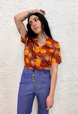 Vintage 70s flower printed blouse