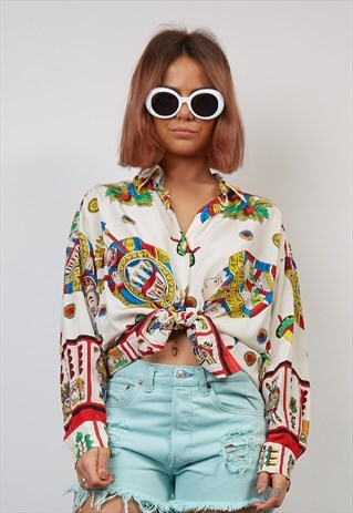 VINTAGE 80'S KING OF HEARTS PRINT SHIRT
