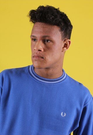 BLUE FRED PERRY EMBROIDERED SWEATSHIRT