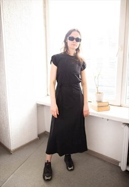 Vintage 90's y2k Black Maxi Short Sleeved Dress