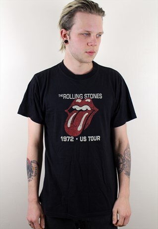 VINTAGE BLACK ROLLING STONES BAND T-SHIRT