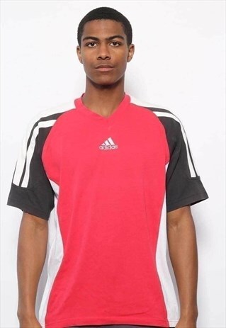 VINTAGE ADIDAS CENTRAL BIG LOGO T-SHIRT RED