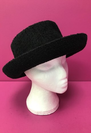 90's Vintage Bowler Hat Black Wool 