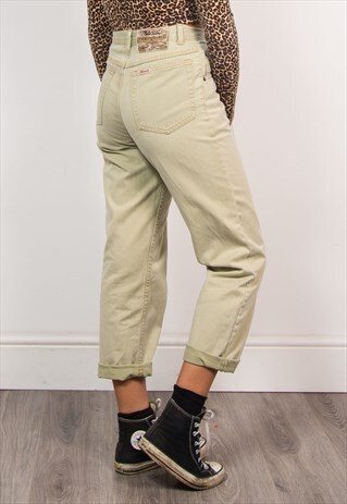 RETRO 90'S BEIGE HIGH WAIST MOM STYLE JEANS