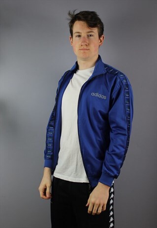 VINTAGE ADIDAS SHELL JACKET IN BLUE WITH LOGO TAPING