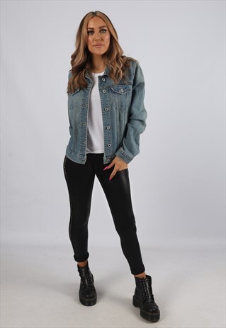 VINTAGE DENIM JACKET GAP FITTED UK 14 L (DB3F)
