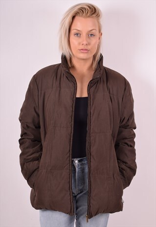 DIADORA WOMENS VINTAGE PADDED JACKET XL BROWN 90S