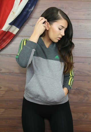 VINTAGE ADIDAS 90'S HOODIE GREY SMALL 40