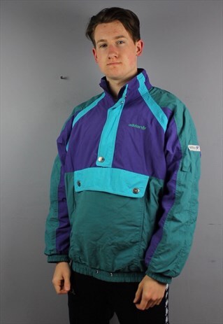 VINTAGE ADIDAS FESTIVAL 1/4 ZIP WINDBREAKER SHELL JACKET IN