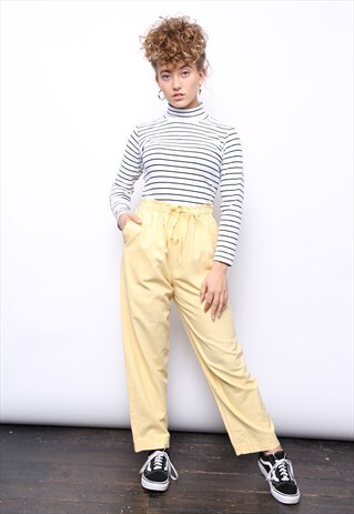VINTAGE 80S YELLOW COTTON TROUSERS
