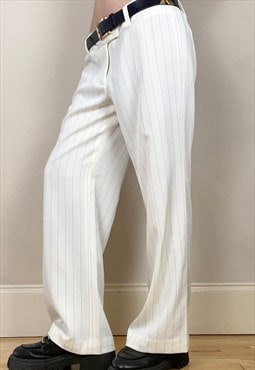 Vintage 90s white pinstriped trousers 