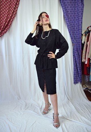 80S BLACK TULIP DRESS, SMALL SIZE