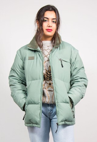 90'S VINTAGE GREEN FILA PUFFER PUFFA JACKET COAT
