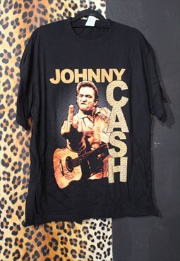 Black 'Johnny Cash' Band Tee T-shirt Rock 