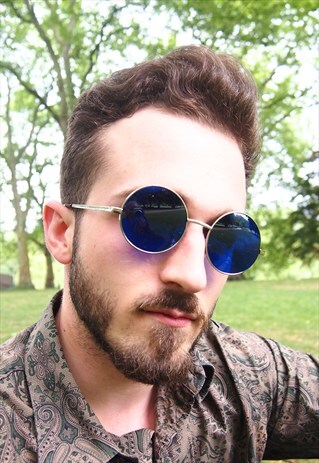 BLUE LENS SMALL ROUND JOHN LENNON SUNGLASSES