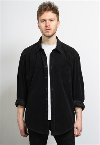 VINTAGE CORDUROY CORD SHIRT BLACK