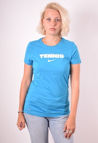 NIKE WOMENS VINTAGE T-SHIRT TOP LARGE BLUE 90S