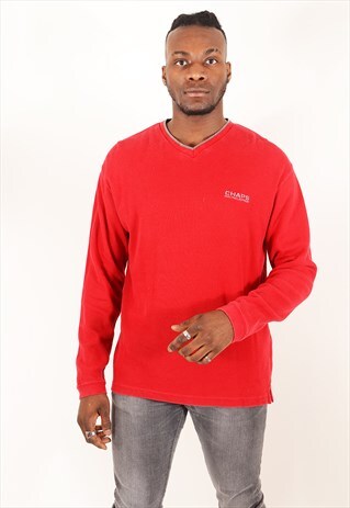 VINTAGE RALPH LAUREN CHAPS V-NECK JUMPER RED
