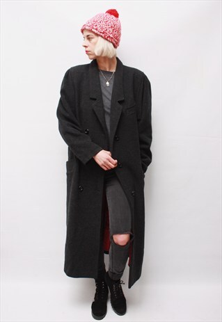 VINTAGE 80' AMAZING BLACK LONG CLASSIC WINTER COAT