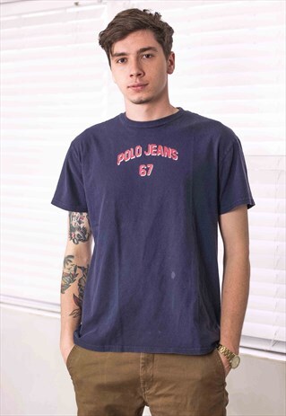 VINTAGE RALPH LAUREN T-SHIRT LOGO 90S M 6.7