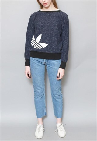 VINTAGE 1990'S NAVY BLUE ADIDAS LOGO SWEATSHIRT