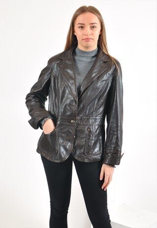 VINTAGE 90'S REAL LEATHER BLAZER JACKET