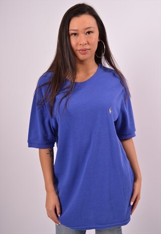 VINTAGE POLO RALPH LAUREN T-SHIRT TOP BLUE