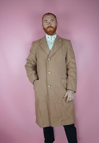 VINTAGE 1990S LIGHT BROWN OVER COAT