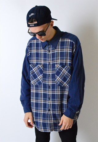 VINTAGE 90S NAVY BLUE CHECK LEVIS LONG SLEEVE SHIRT